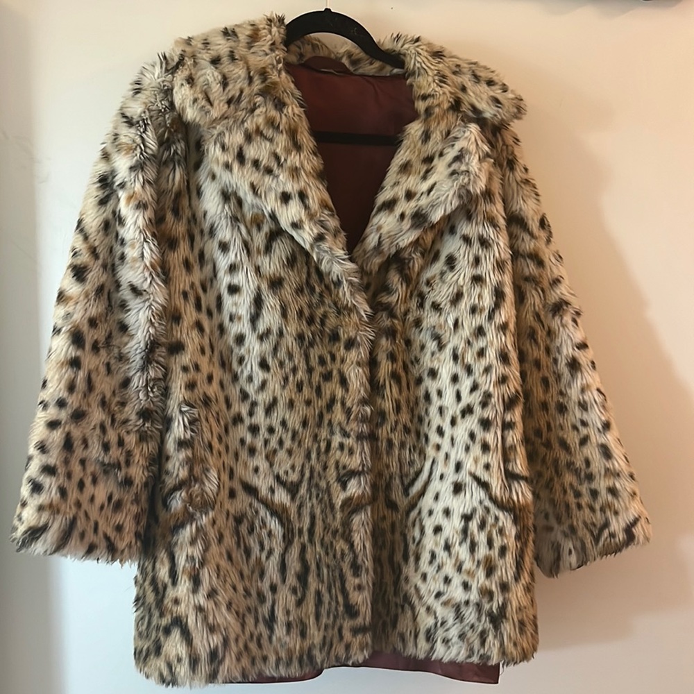 Vintage faux fur cheetah print jacket